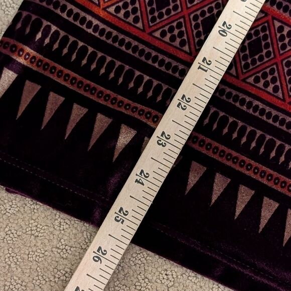 Jessica Holbrook velvet top shirt plum eggplant native aztec geometric print S/M - Picture 4 of 8